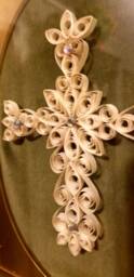 Custom Paper Quilled Cross Wall Decor, Filigree With Rhinestones - thumbnail 1