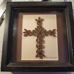 Custom Paper Quilled Cross Wall Decor, Filigree With Rhinestones - thumbnail 3
