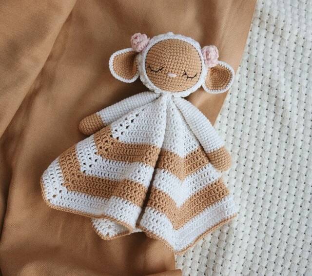 Personalized Lamb Lovey Blanket Soft Plush Baby Security Blanket - image 1