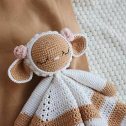 Personalized Lamb Lovey Blanket Soft Plush Baby Security Blanket - thumbnail 2