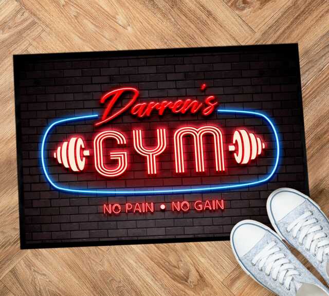 Personalised Home Gym Door Mat, 3 Sizes Non Slip Floor Mat, Gym Accessories - image 1