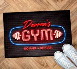 Personalised Home Gym Door Mat, 3 Sizes Non Slip Floor Mat, Gym Accessories - thumbnail 1