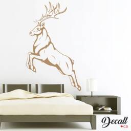 Caribou Deer Jumping Animal Wall Decal, Sticker, Art Decor, Decor S018 - thumbnail 1