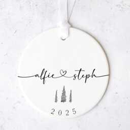 Couple Names Ornament Personalised - Custom Heart Bauble Christmas Tree Decoration Gift For Couple, Newlyweds, Engagement Present - thumbnail 2