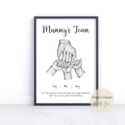 Mother's Day Gift, Mummy Gifts, Fist Bump Print, Family Hands, Mummy's Team, Birthday Gift For Mum, Personalised Mom Present, From Kids - thumbnail 3