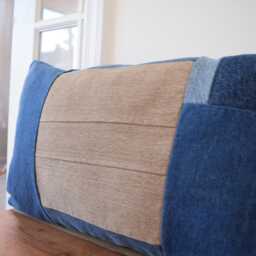 Recycled Denim Pillow Cover 14x22 Distressed Decor - thumbnail 3