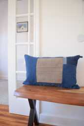 Recycled Denim Pillow Cover 14x22 Distressed Decor - thumbnail 1