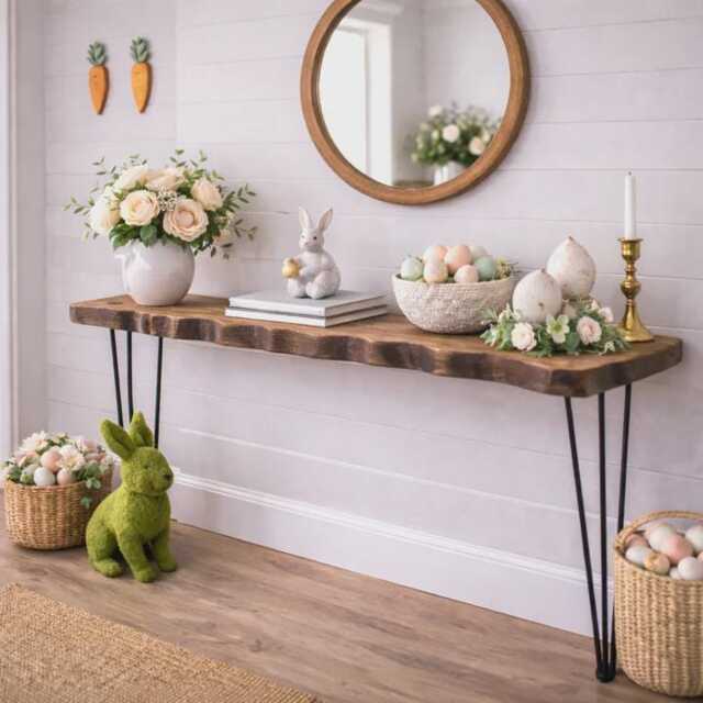 Firsby Live Edge Console Table With Hairpin Legs 19cm Depth - image 1