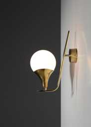 Mid Century Modern Brass Wall Sconce - Sarfatti Style Light Fixture - thumbnail 1