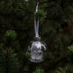 Personalised Feather Memorial/Remembrance Bauble - For Christmas Xmas Decoration Hanging Ornament - thumbnail 3