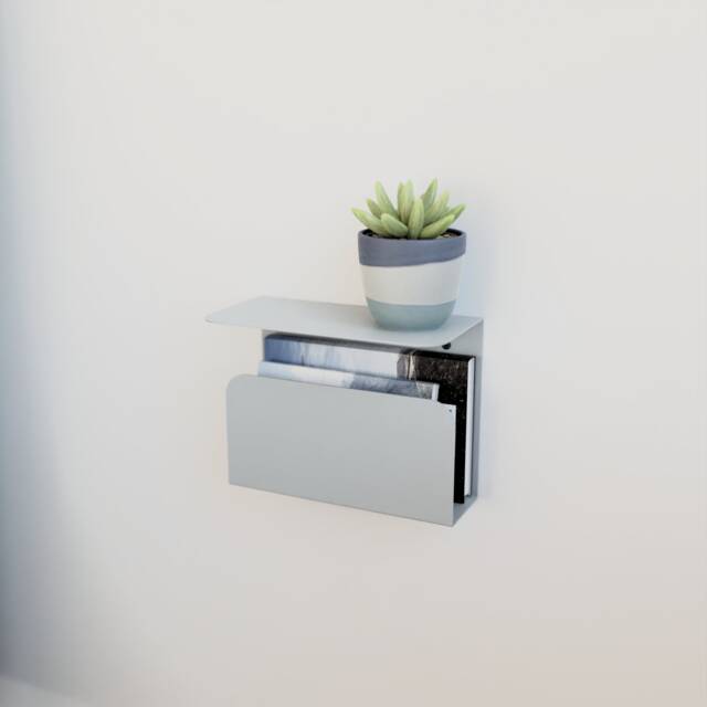 Modern Metal Floating Nightstand With Bookshelf Minimalist Bedside Table - image 1