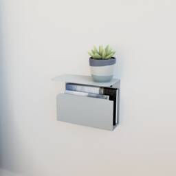 Modern Metal Floating Nightstand With Bookshelf Minimalist Bedside Table - thumbnail 1
