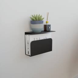 Modern Metal Floating Nightstand With Bookshelf Minimalist Bedside Table - thumbnail 2