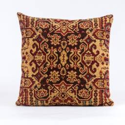 Lee Jofa Kilim Tapestry Pillow Cover, Red Gold Ikat Design - thumbnail 1
