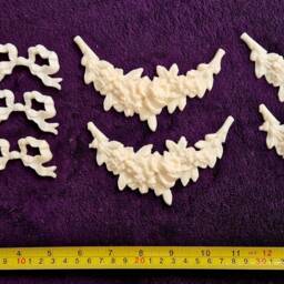 Large Ornate Applique Ribbons Floral Gilt White French Style Decorative Wall Furniture Onlay Moulding Pediment Plastic Decoration - thumbnail 3