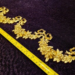 Large Ornate Applique Ribbons Floral Gilt White French Style Decorative Wall Furniture Onlay Moulding Pediment Plastic Decoration - thumbnail 2