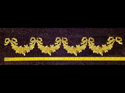 Large Ornate Applique Ribbons Floral Gilt White French Style Decorative Wall Furniture Onlay Moulding Pediment Plastic Decoration - thumbnail 1