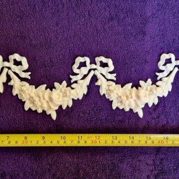 Large Ornate Applique Ribbons Floral Gilt White French Style Decorative Wall Furniture Onlay Moulding Pediment Plastic Decoration - thumbnail 4