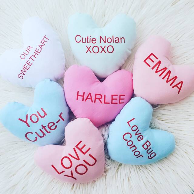 Custom Heart Shaped Pillow, Valentine Plush, Kids Gift For Him, Valentines Candy Personalized, Her - image 1