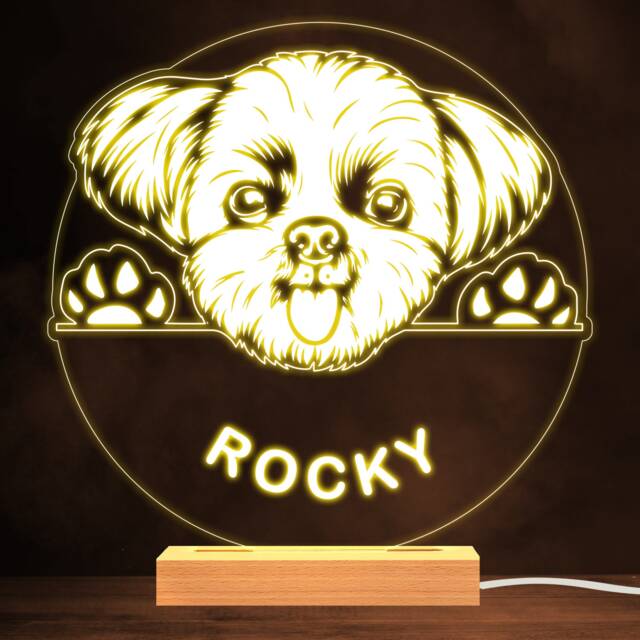 Shih Tzu Dog Pet Silhouette Warm White Lamp Personalised Gift Night Light - Bedroom - image 1