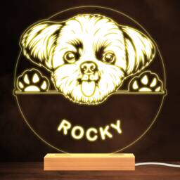 Shih Tzu Dog Pet Silhouette Warm White Lamp Personalised Gift Night Light - Bedroom - thumbnail 1