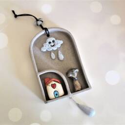 Ceramic Wall Hanging, Clay Decor, Whimsical Art, Naive Rustic Home Pottery & Ceramic, Decor - thumbnail 2