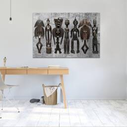 African Sculptures Grey Textures Wall Art Canvas Prints Framed On Bars Art, Hangins , Home Decor, Print - thumbnail 3