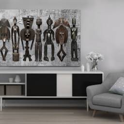 African Sculptures Grey Textures Wall Art Canvas Prints Framed On Bars Art, Hangins , Home Decor, Print - thumbnail 2