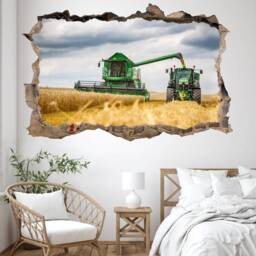 Wheat Fields Tractor & Harvester Wall Sticker Decal Mural Poster Decor 234