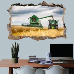 Wheat Fields Tractor & Harvester Wall Sticker Decal Mural Poster Decor 234 - thumbnail 2