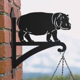 Hippo Standing Hanging Basket Bracket, Garden Decoration, Outdoor Statue, Zoo, Wild Animals, Hippopotamus
