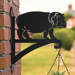 Hippo Standing Hanging Basket Bracket, Garden Decoration, Outdoor Statue, Zoo, Wild Animals, Hippopotamus - thumbnail 4