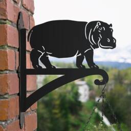 Hippo Standing Hanging Basket Bracket, Garden Decoration, Outdoor Statue, Zoo, Wild Animals, Hippopotamus - thumbnail 2