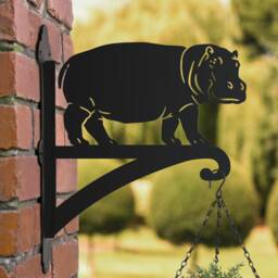 Hippo Standing Hanging Basket Bracket, Garden Decoration, Outdoor Statue, Zoo, Wild Animals, Hippopotamus - thumbnail 3