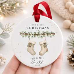 Personalised First Christmas Married Bauble, Mr & Mrs Ornament, Newlywed Couple Keepsake, Wedding Gift 2026