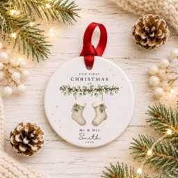 Personalised First Christmas Married Bauble, Mr & Mrs Ornament, Newlywed Couple Keepsake, Wedding Gift 2026 - thumbnail 4