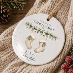 Personalised First Christmas Married Bauble, Mr & Mrs Ornament, Newlywed Couple Keepsake, Wedding Gift 2026 - thumbnail 3