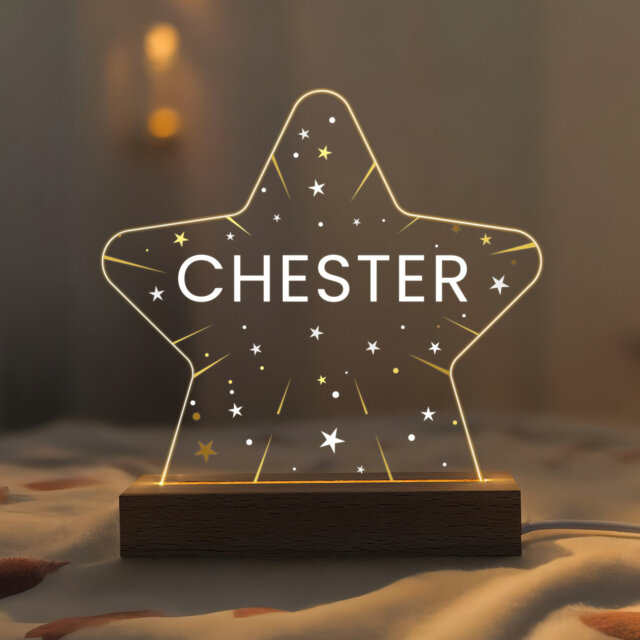 Personalised Led Star Lamp, Kids Night Light Gift, Baby Light, Birthday Gifts For Kids, Bedroom Nursery Table - image 1