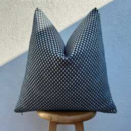 Navy Blue Velvet Throw Pillow Cover, Geometric Diamond Cushion, Modern Sofa Decor - thumbnail 2