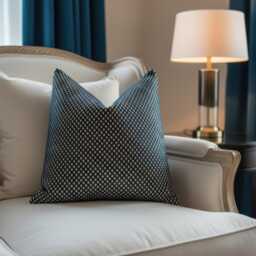 Navy Blue Velvet Throw Pillow Cover, Geometric Diamond Cushion, Modern Sofa Decor - thumbnail 1