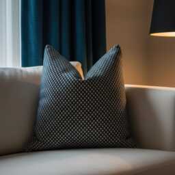 Navy Blue Velvet Throw Pillow Cover, Geometric Diamond Cushion, Modern Sofa Decor - thumbnail 4