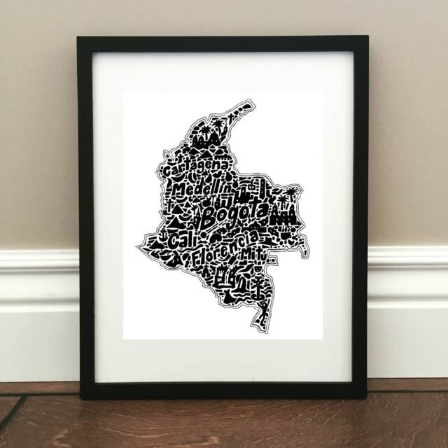 Colombia Map Art Print - Of Original Hand Drawn Map Including Landmarks, Culture, Symbols, & Cities - image 1