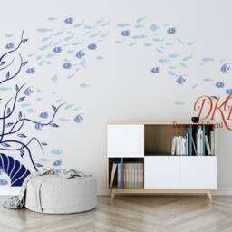 School Fish Wall Decal For Nursery Kids Room Bathroom Decor, Rainbow Fish Wall Stickers, Tropical Fish, Nautical Decal, Under The Sea - thumbnail 3
