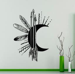 Moon Arrows Feathers Wall Decal Native American Vinyl Sticker Ethnic Art Decor Home Interior Room Office Design 14(Etn - thumbnail 1