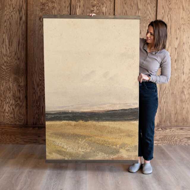 Abstract Prairie Tapestry Large Neutral Canvas Wall Hanging - 187 - image 1