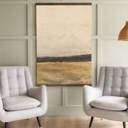 Abstract Prairie Tapestry Large Neutral Canvas Wall Hanging - 187 - thumbnail 2