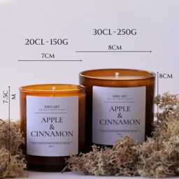 Apple & Cinnamon Soy Candle 20Cl/30Cl Amber Refillable Glass Jars Autumn Gift For Her Christmas Personalised Gifts - thumbnail 4