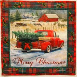 One Of A Kind Pick Up Truck Merry Christmas Machine Appliqued Wall Hanging - 23 - thumbnail 1