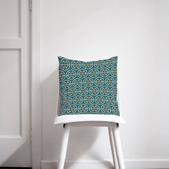 Teal Semi-Circle Geometric Design Cushions, Throw Pillow by
