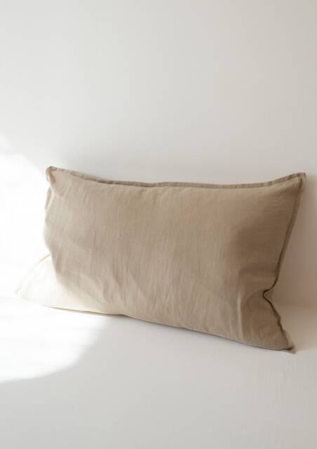 Beige Linen Pillow Sham, Standard Queen King Euro Washed Sham Cover - image 1